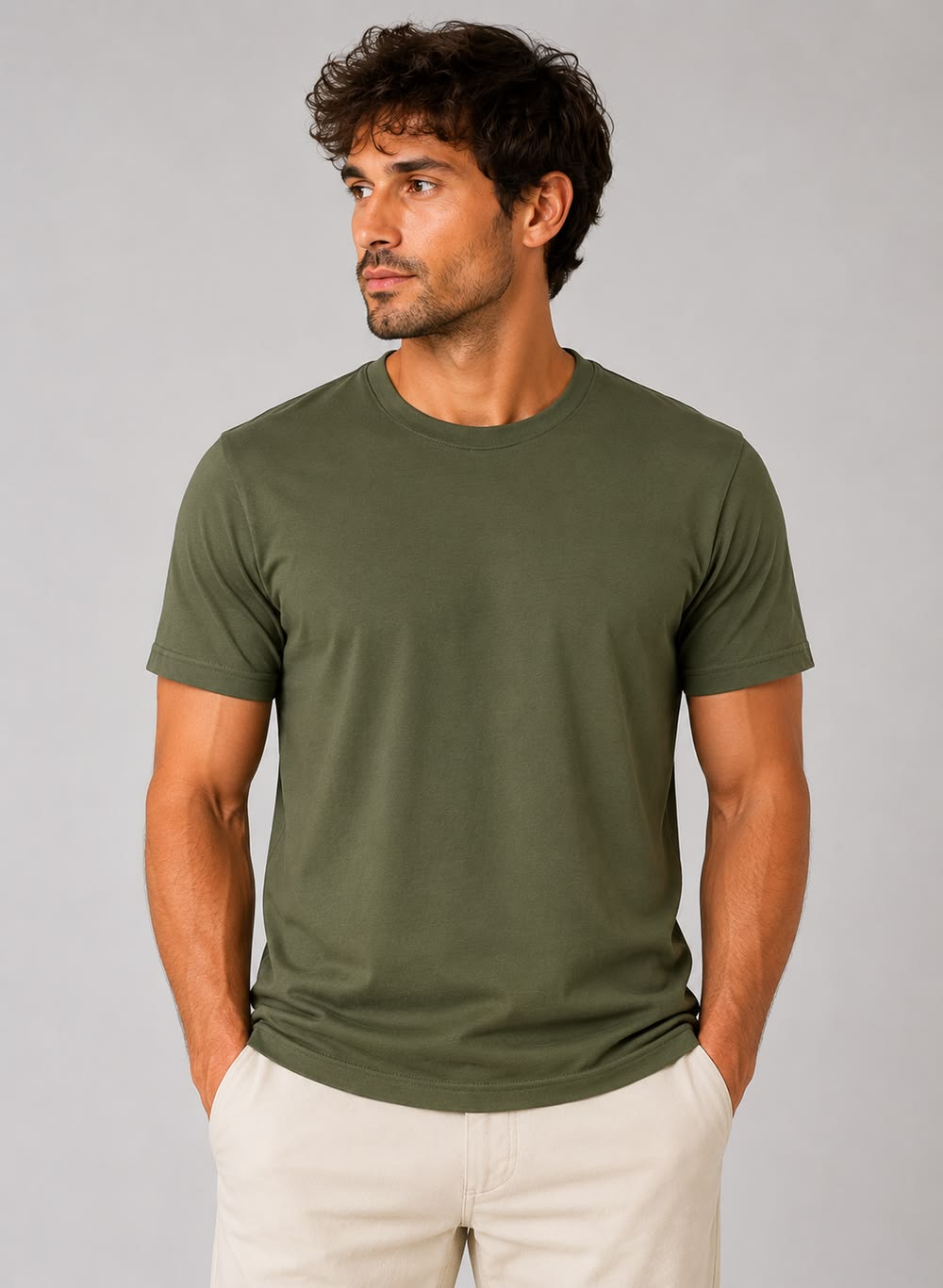 Olive Round Neck T-Shirt